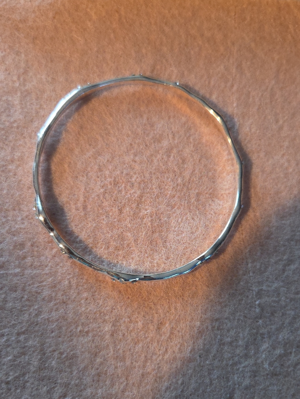 Sterling Silver Textured Bangle Bracelet - Silver